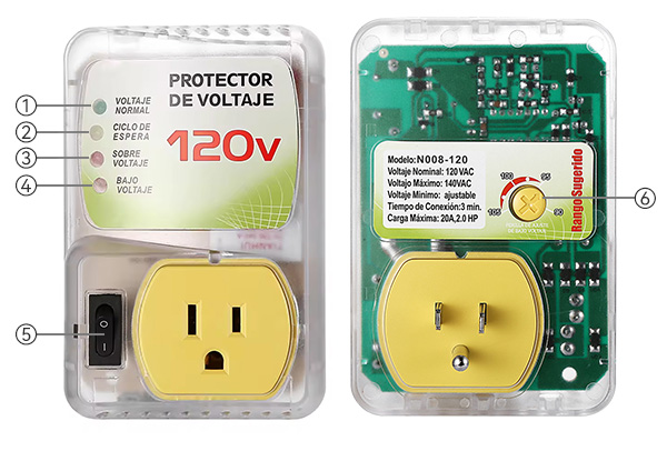 Protetor de tensão de 120V 20A 2400W N008-120 Instruções
