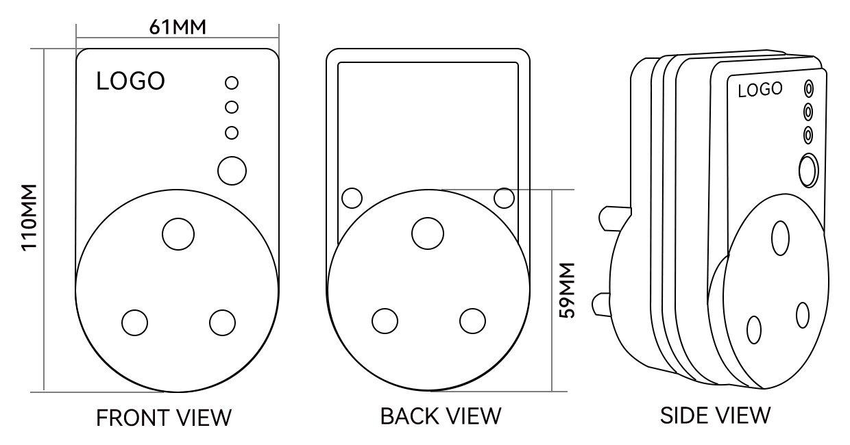 1425 Protector de tensión de enchufe para Sudáfrica Dimensión OEM