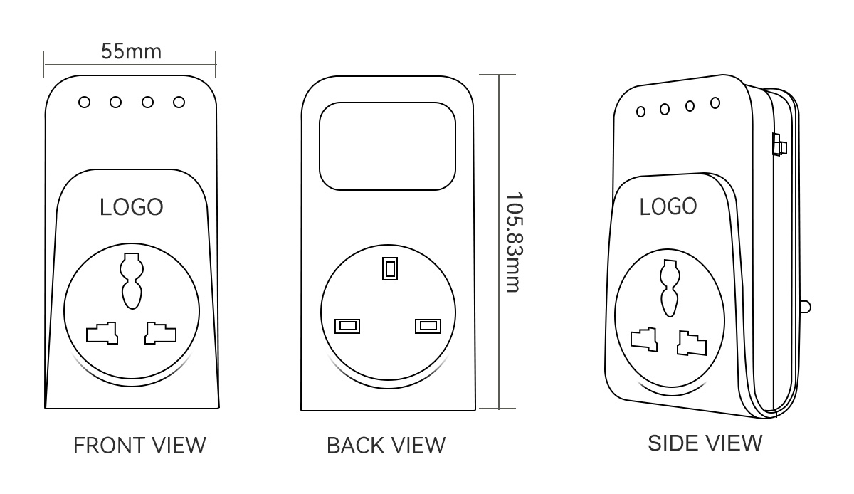 15A Smart Outlet Protector universal de TV 220V K15 Dimensión