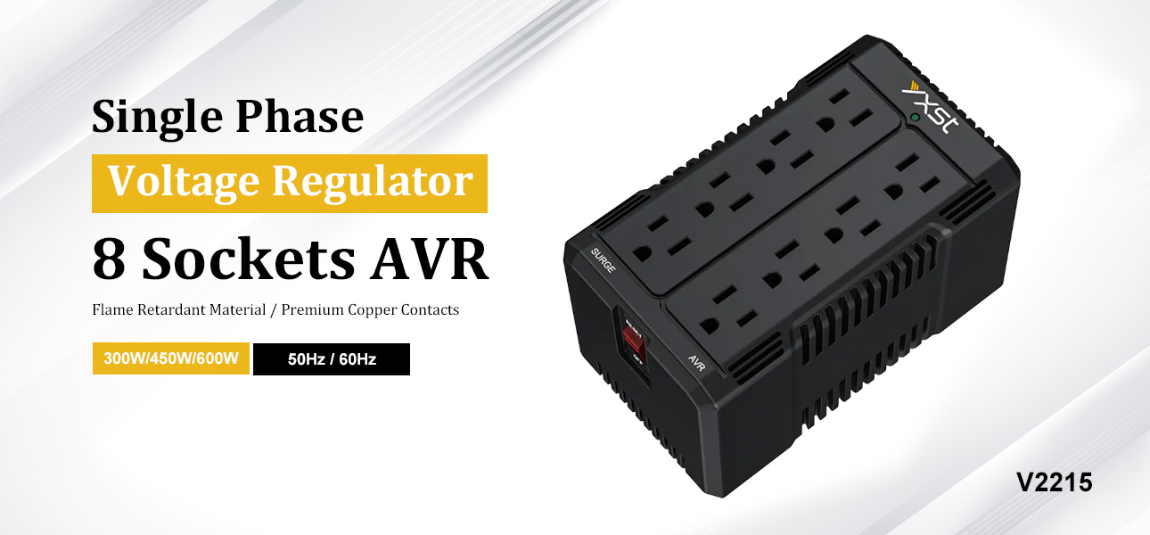 Stabilisateur de tension automatique à 8 prises V2215
