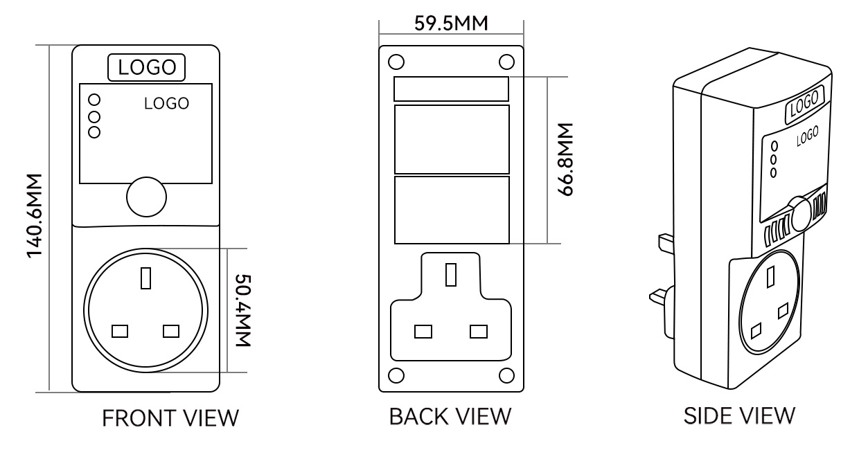 9800TV Protector de tensión para TV/DVD Dimensión