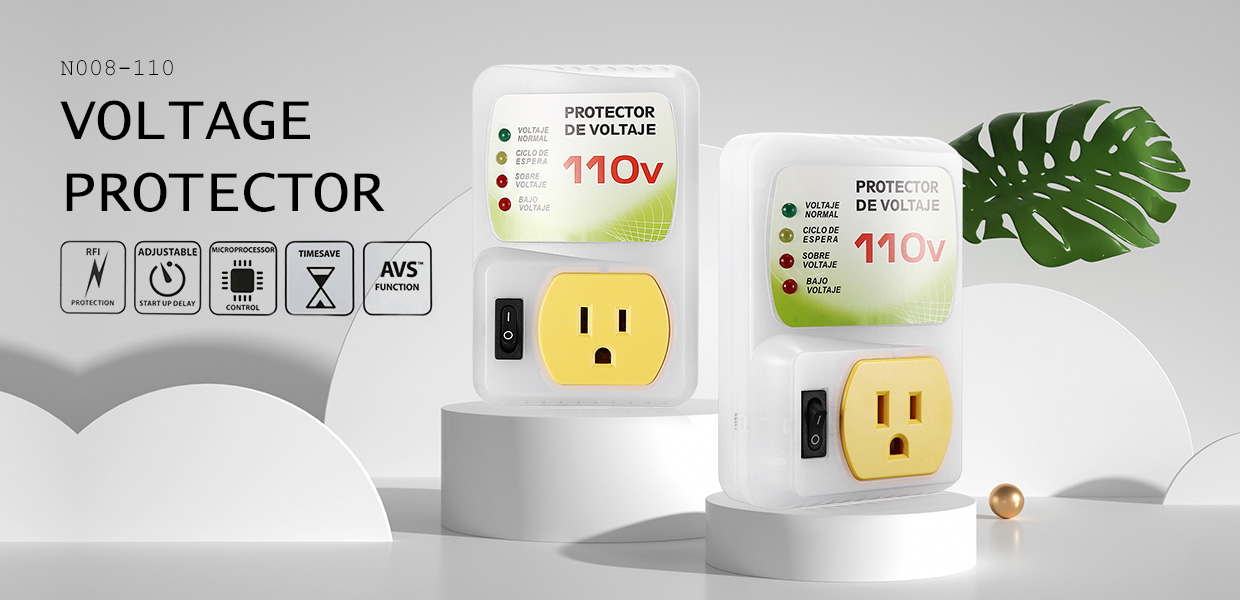 Protector de tensión enchufable 110V Monofásico 20A 2200W N008-110