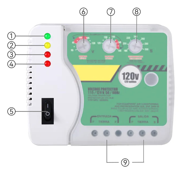 N011-120 330 Julios Tipo de cableado Protector de voltaje Instrucción imágenes