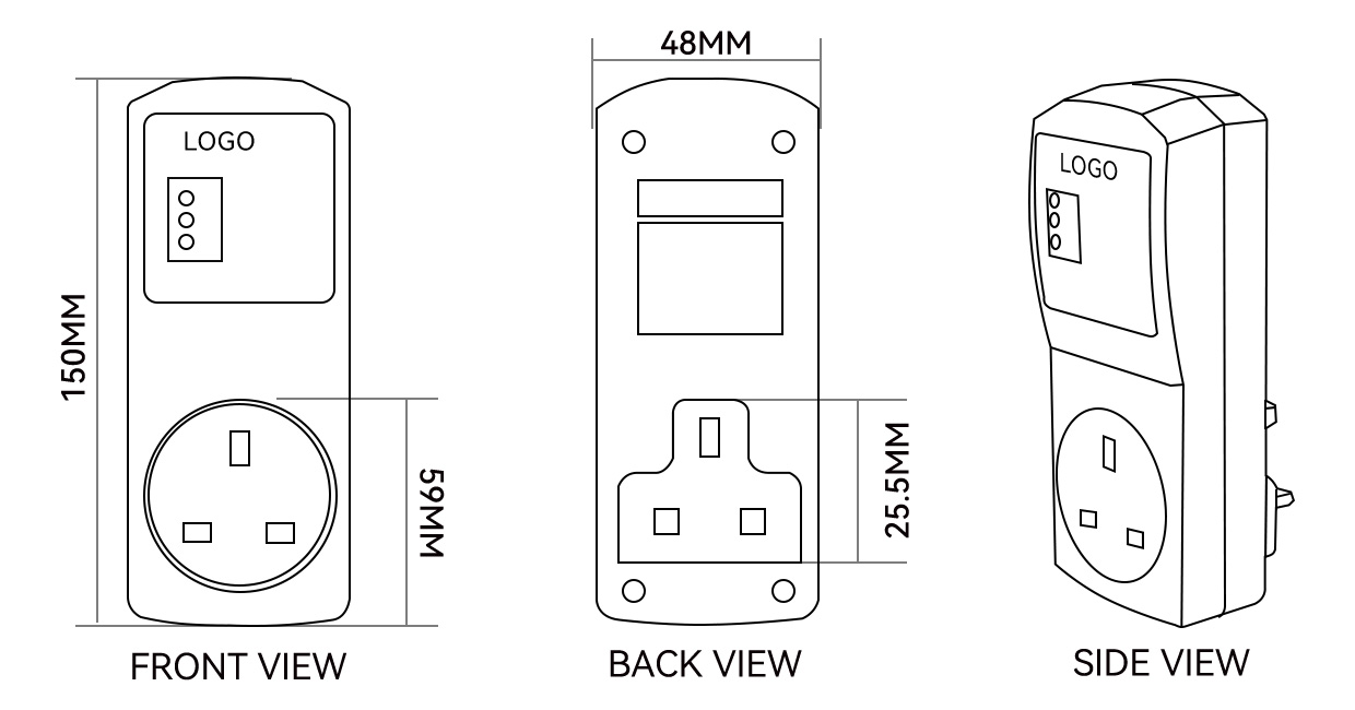 TV Guard Voltage Protector 9802TV Dimension