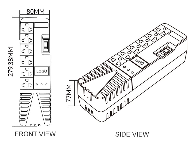 Regulador de tensión de 120 V V2201 Tamaño
